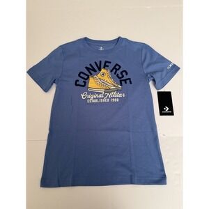 Converse Boy T-Shirt Medium Blue Yellow Shoes Casual School Allstar Kids M NWT